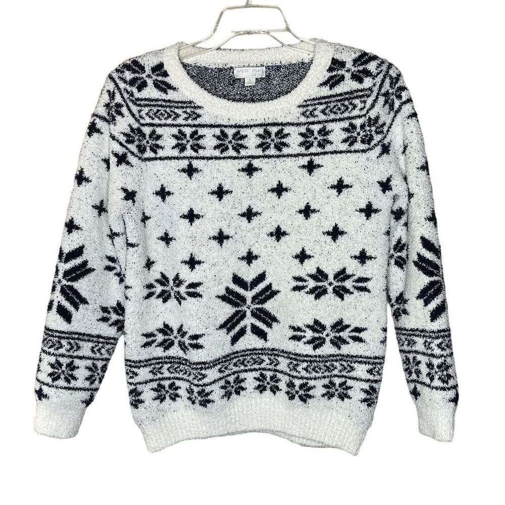 Barefoot Dreams Women's Fair Isle Crewneck Pullover Sweater Size M